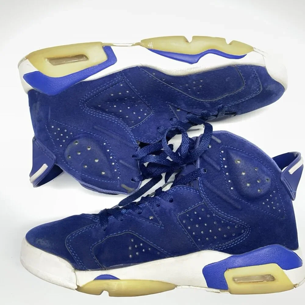 Air Jordan Retro Shoes Mens 8.5 Royal Blue Suede High Top Basketball 384664